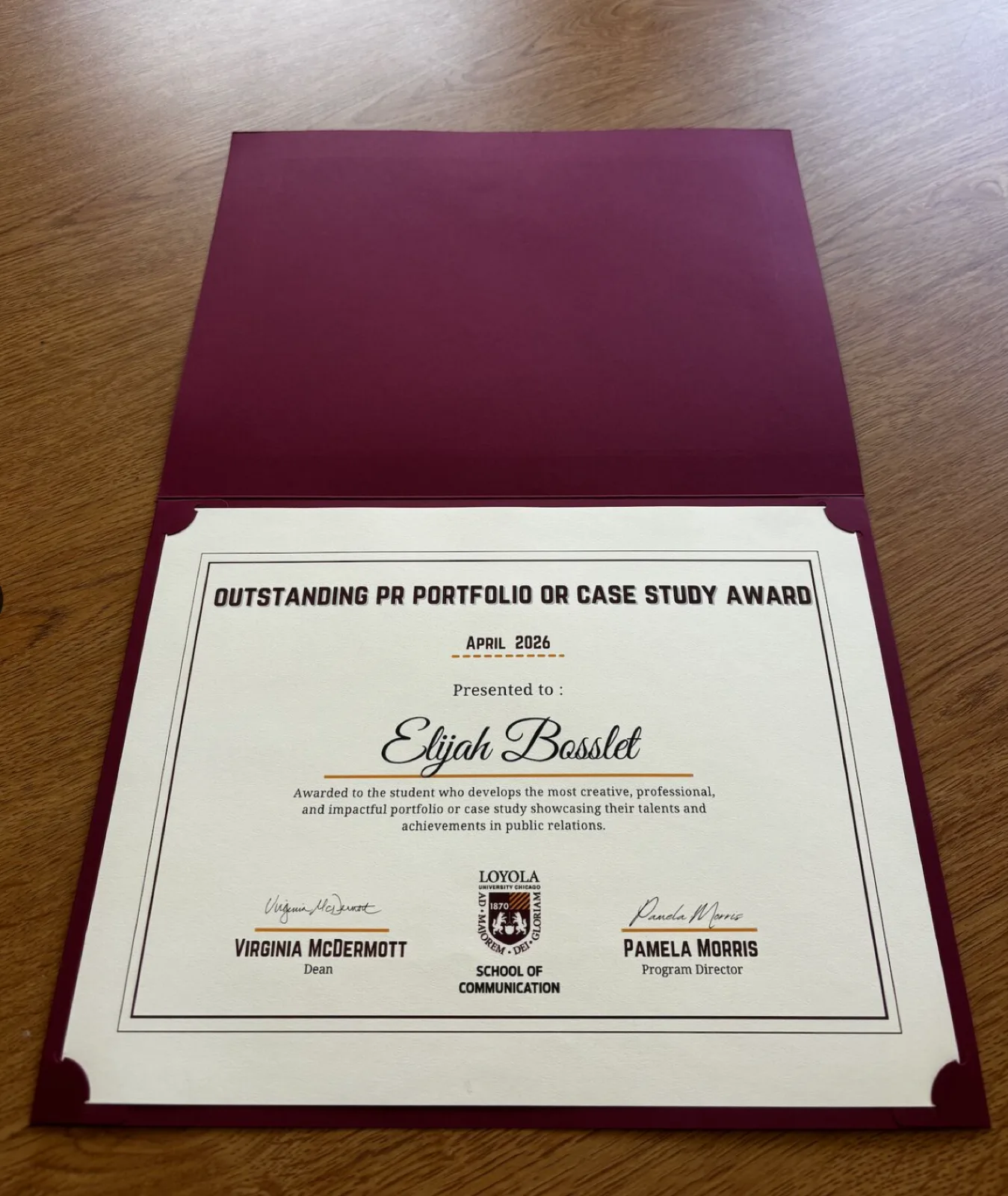 Outstanding PR Portfolio or Case Study Award